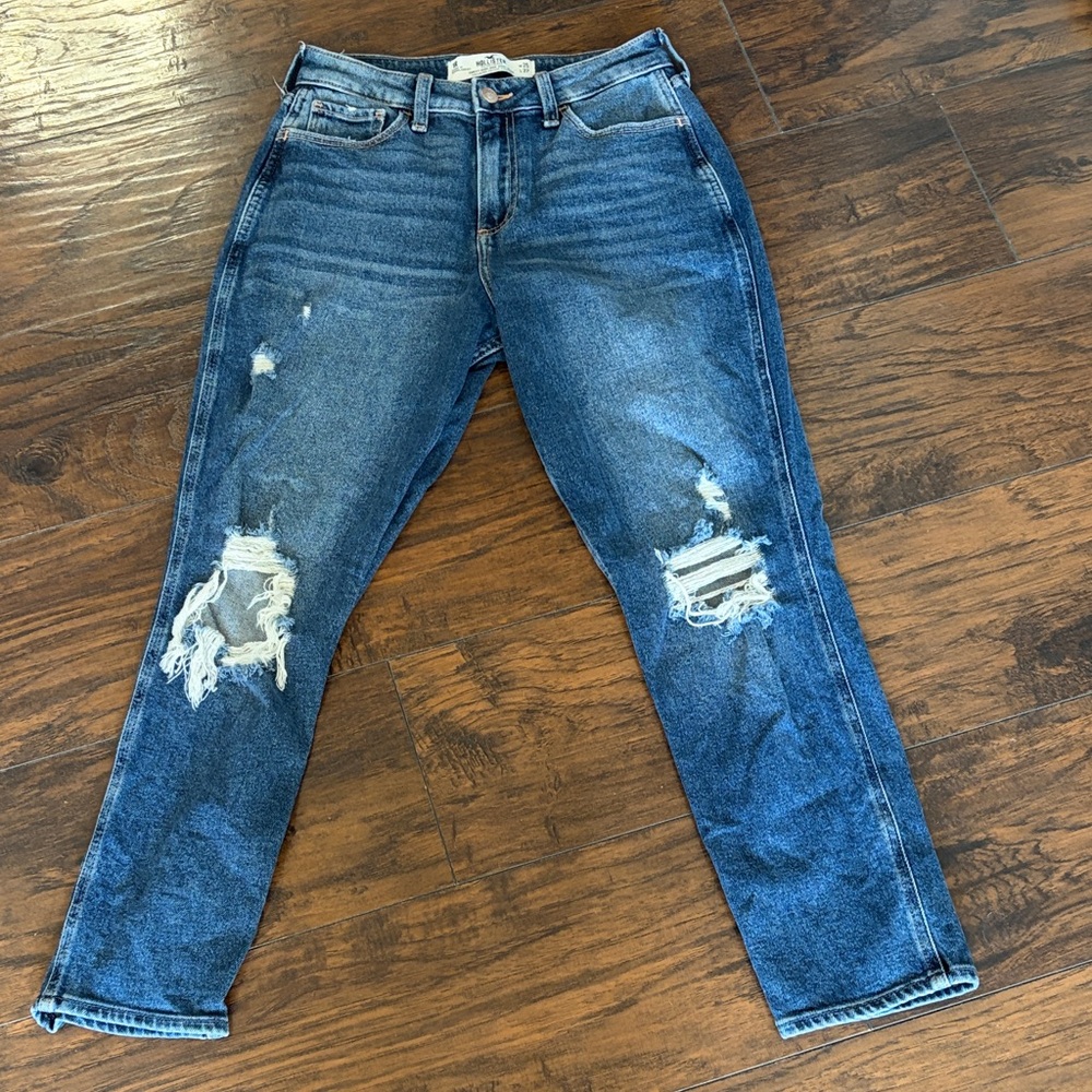 Hollister Blue Distressed Mom Jeans